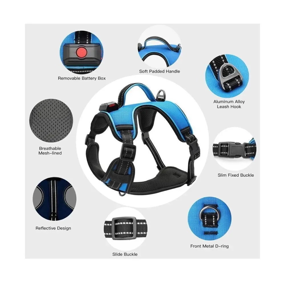 NEW LED Dog Harness Light Up Dog Harness Reflective Adjustable S